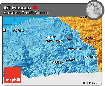 Political 3D Map of Aït Mimoun