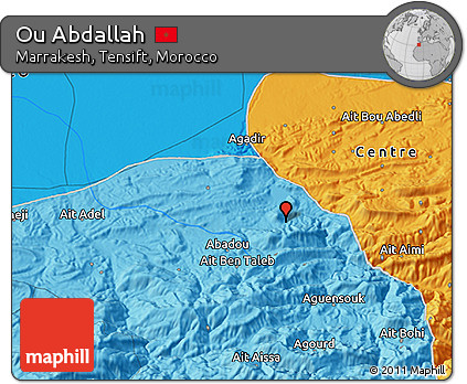 Political 3D Map of Ou Abdallah