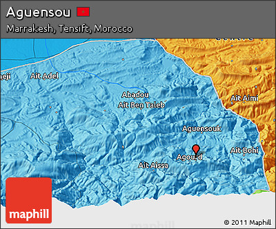 Political 3D Map of Aguensou