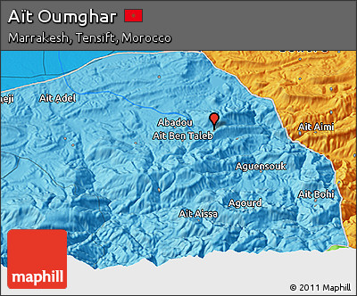 Political 3D Map of Aït Oumghar