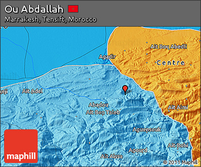 Political 3D Map of Ou Abdallah