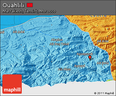 Political 3D Map of Ouahlili