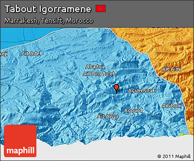 Political 3D Map of Tabout Igorramene