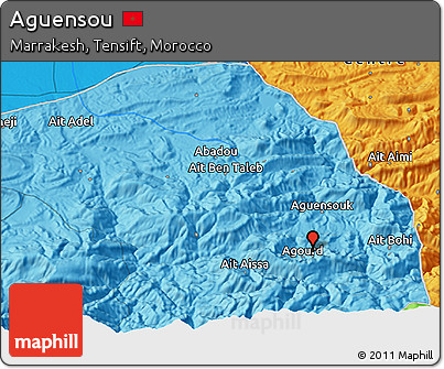 Political 3D Map of Aguensou