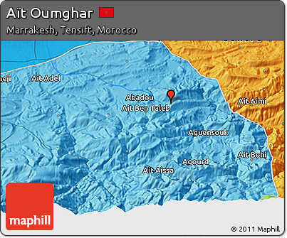 Political 3D Map of Aït Oumghar