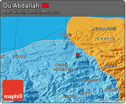 Political 3D Map of Ou Abdallah