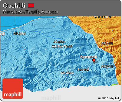 Political 3D Map of Ouahlili