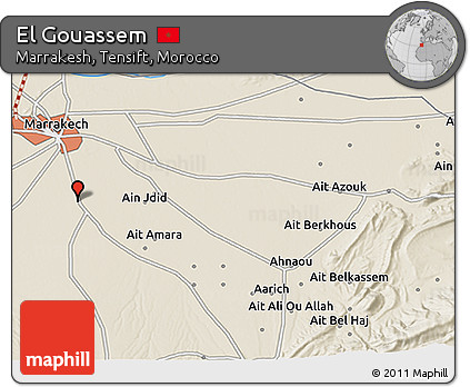 Shaded Relief 3D Map of El Gouassem