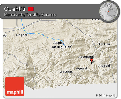 Shaded Relief 3D Map of Ouahlili
