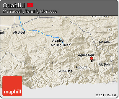Shaded Relief 3D Map of Ouahlili