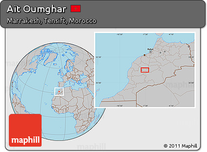 Gray Location Map of Aït Oumghar