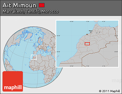 Gray Location Map of Aït Mimoun
