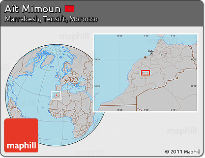 Gray Location Map of Aït Mimoun