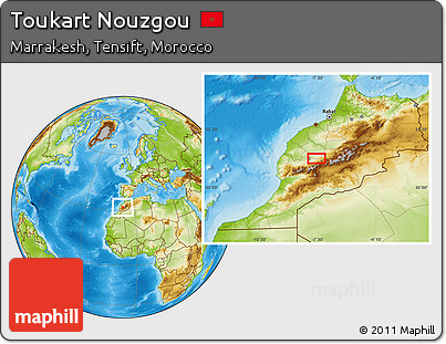 Physical Location Map of Toukart Nouzgou