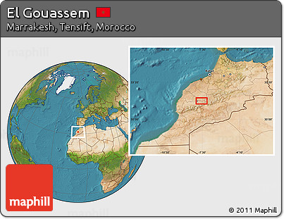 Satellite Location Map of El Gouassem