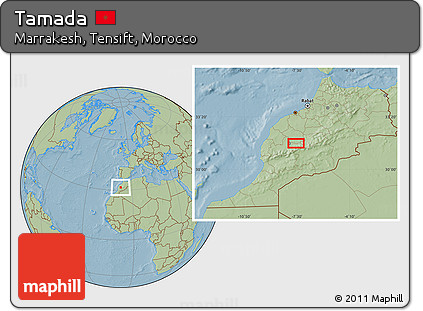 Savanna Style Location Map of Tamada, hill shading