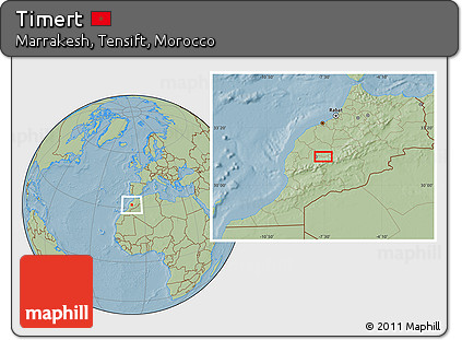 Savanna Style Location Map of Timert, hill shading