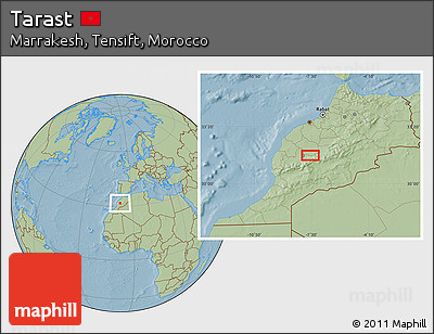 Savanna Style Location Map of Tarast, hill shading