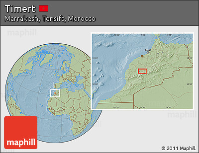 Savanna Style Location Map of Timert, hill shading
