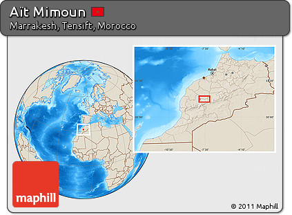 Shaded Relief Location Map of Aït Mimoun