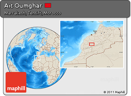 Shaded Relief Location Map of Aït Oumghar