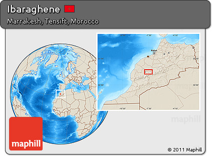 Shaded Relief Location Map of Ibaraghene
