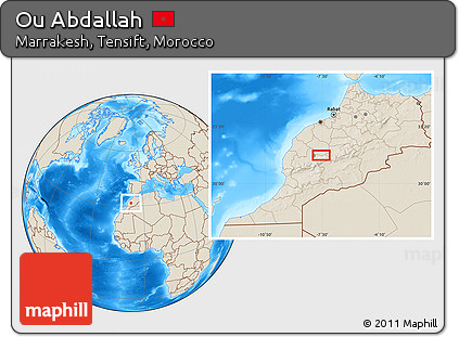 Shaded Relief Location Map of Ou Abdallah