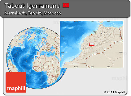 Shaded Relief Location Map of Tabout Igorramene