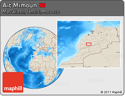 Shaded Relief Location Map of Aït Mimoun