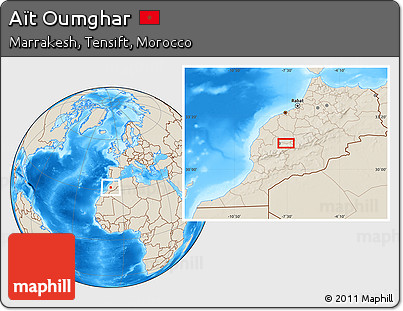 Shaded Relief Location Map of Aït Oumghar