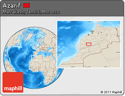 Shaded Relief Location Map of Azarif