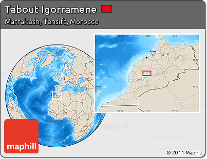 Shaded Relief Location Map of Tabout Igorramene