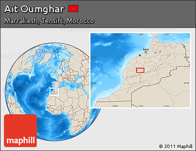 Shaded Relief Location Map of Aït Oumghar