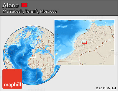 Shaded Relief Location Map of Alane