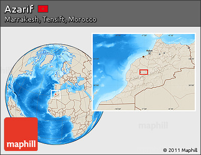 Shaded Relief Location Map of Azarif