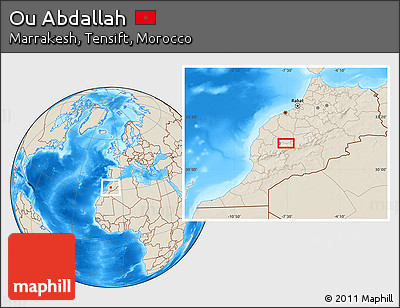 Shaded Relief Location Map of Ou Abdallah