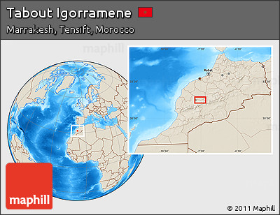Shaded Relief Location Map of Tabout Igorramene