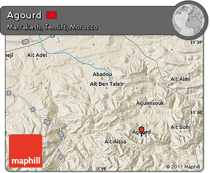 Shaded Relief Map of Agourd