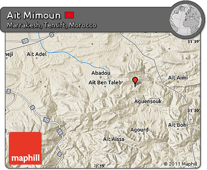 Shaded Relief Map of Aït Mimoun