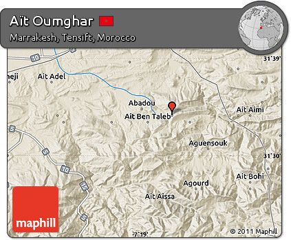 Shaded Relief Map of Aït Oumghar