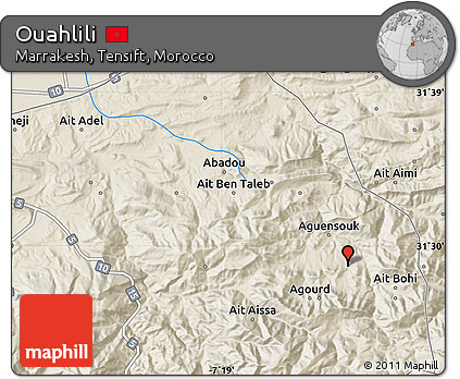 Shaded Relief Map of Ouahlili
