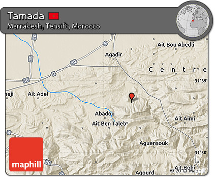 Shaded Relief Map of Tamada