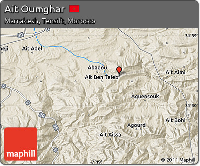 Shaded Relief Map of Aït Oumghar
