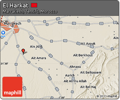 Shaded Relief Map of El Harkat