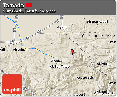 Shaded Relief Map of Tamada