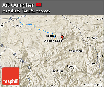 Shaded Relief Map of Aït Oumghar
