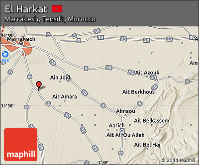 Shaded Relief Map of El Harkat