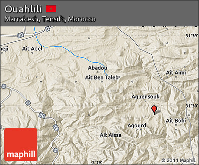 Shaded Relief Map of Ouahlili