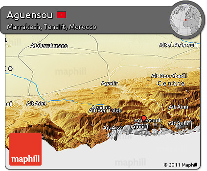 Physical Panoramic Map of Aguensou
