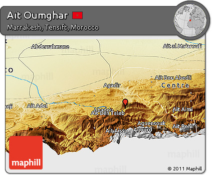 Physical Panoramic Map of Aït Oumghar